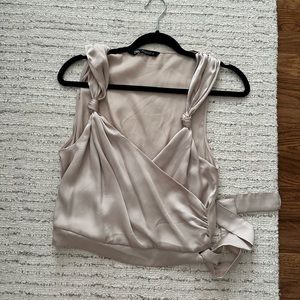 Zara satin wrap top - beige - size small!!!